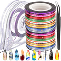 Fandamei 64 rolls nail striping tape set with dispensers