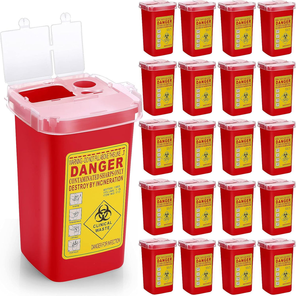 Nuogo 20 Piece Sharps Container front view medical waste bin