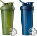 BlenderBottle Classic Shaker Bottle 2 pack in moss and navy with stainless steel BlenderBall whisk