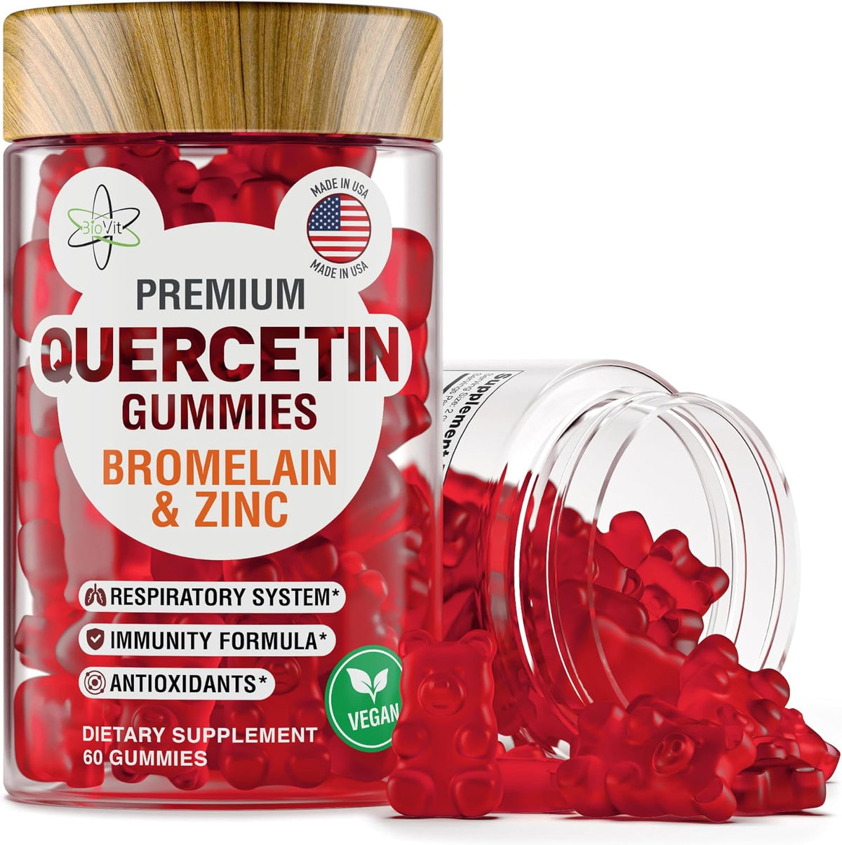 BioVit Quercetin Gummies 500mg bottle front view for immune defense