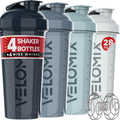VELOMIX 4 Pack 28 Oz protein shaker bottle wire whisk leak proof mixing system