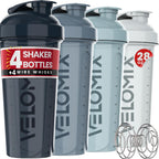 VELOMIX 4 Pack 28 Oz protein shaker bottle wire whisk leak proof mixing system