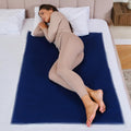 Inspire waterproof mattress protector front view showcasing the extra large dark navy blue quilted surface.