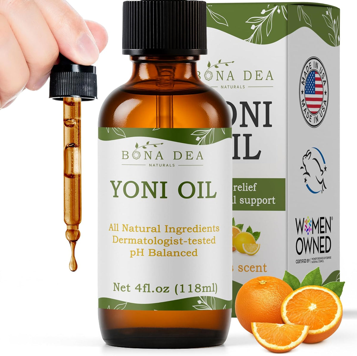Bona Dea Naturals Feminine Spray 4 Ounce refill bottle front view showing organic ingredients