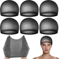 Plulon 6 Piece Black Wig Cap set front view