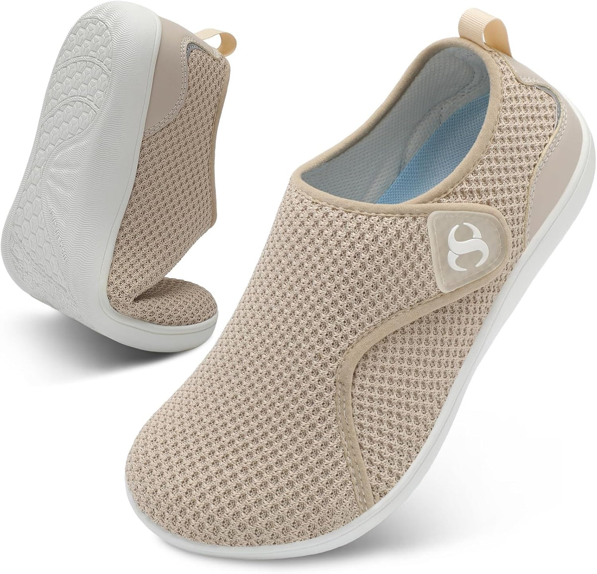 Scurtain womens wide diabetic walking shoes front view for neuropathy relief.