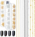 Aozuo 24 strips 3d nail art chains in storage box front view