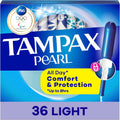 Tampax Pearl Light Absorbency Tampons 36 count box front view