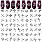Zoklu 3D cross nail charms package front view showcasing assorted silver gothic styles for manicure decorations.