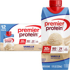 Premier Protein Vanilla Shake 12 pack front view for muscle recovery.