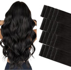 GOO GOO Invisi Edge Tape In Hair Extensions packaging front view showing premium human hair