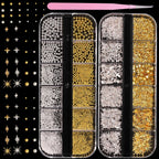 Cesusme 3D silver and gold caviar beads and star charms front view