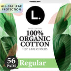 L. Ultra Thin Pads front view 56 count package organic cotton.