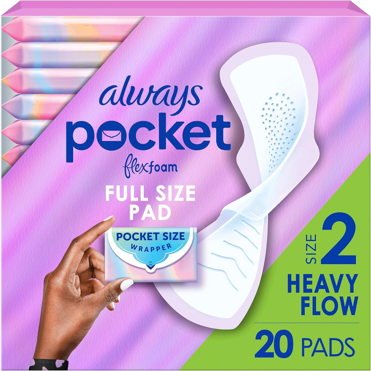 Always Pocket Flexfoam Pads Size 2 Heavy front view of packaging