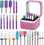 Cellentool 25 Piece Nail Drill Bits Set front view showing individual carbide and ceramic pieces arranged in row