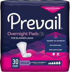 Prevail Proven Overnight Absorbency Incontinence Bladder Control Pads thirty count bag front view