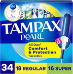 Tampax Pearl Tampons Multipack front view showing 34 count box