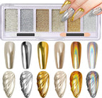 Drmode 6 Color Solid Chrome Nail Powder Palette front view