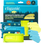 Cliganic Mosquito Repellent Wristbands with 8 Refill Pellets front view