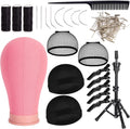 Koskusder 22 inch canvas wig mannequin head front view in pink