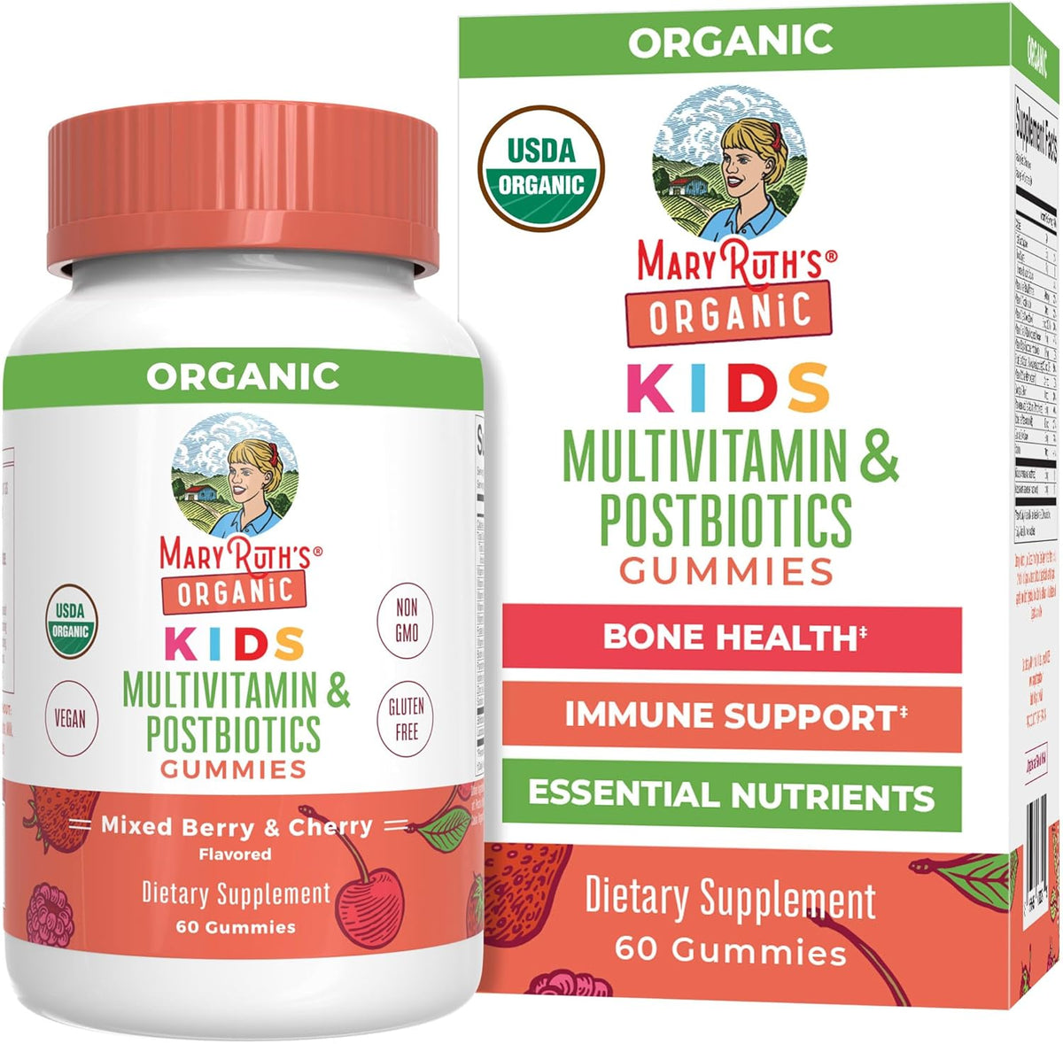 MaryRuth Organics Kids Multivitamin and Postbiotics bottle front view