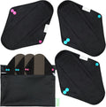Wegreeco Charcoal Reusable Menstrual Pads front view set of six black pads.
