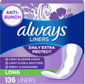 Always Daily Extra Protect Liners front view of 136 count pack