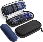 AUVON insulin cooler travel case front view showcasing the black compact exterior design for diabetic medication storage.