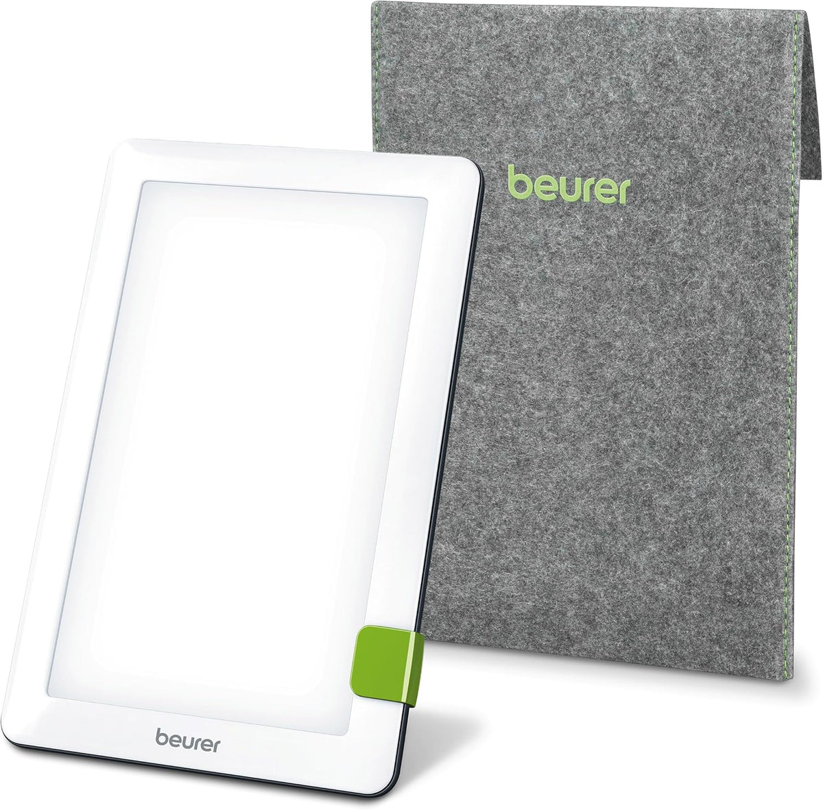 Beurer TL30 Portable Daylight Lamp front view showing bright white LED light panel.
