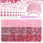 Cynailli 15000 pieces pink resin rhinestones kit front view
