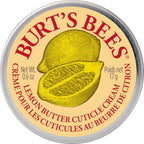 Burt's Bees Lemon Butter Cuticle Cream front view of the circular yellow tin showcasing the classic natural packaging.