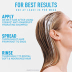 How to use CeraVe Anti-Dandruff Conditioner - apply on wet hair after the anti-dandruff shampoo, spread root to ends, rinse thoroughly, at least twice per week