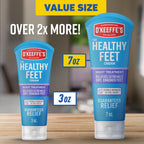 Overnight foot cream by O'Keeffe's showcasing lavender scent and hypoallergenic details on the packaging