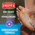 Back label of O'Keeffe's for Healthy Feet Seven Ounce Tube detailing usage instructions and ingredients