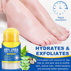 Maximum strength foot moisturizer stick being applied to a dry heel area.