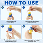 Compact packaging of the 40 grams exfoliating calluses remover stick product.