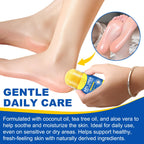 A demonstration of the mess free application format on rough elbow skin.
