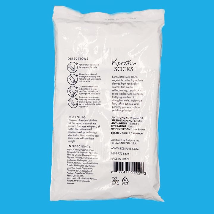 Bodipure moisturizing socks used for soothing calluses and rough skin texture.