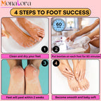 Before and after results of a foot peeling treatment for dry cracked heels