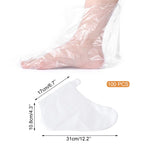 Quacc clear paraffin bath liners applied on feet with fixing stickers