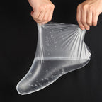 Quacc single-use plastic pedicure socks highlighting adjustable ankle closure