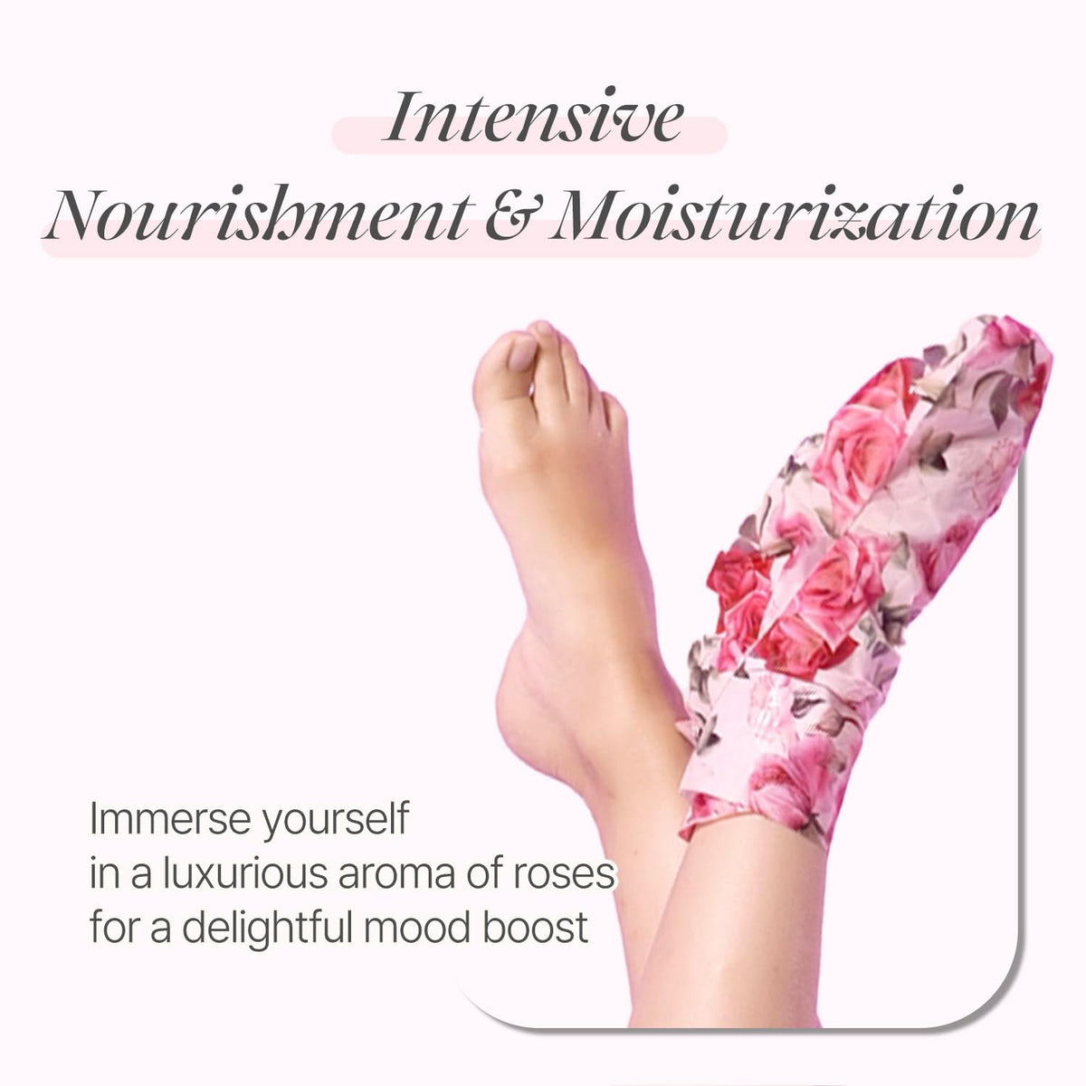 Koelf intensive nourishing foot socks laid flat displaying the convenient sticker band design.