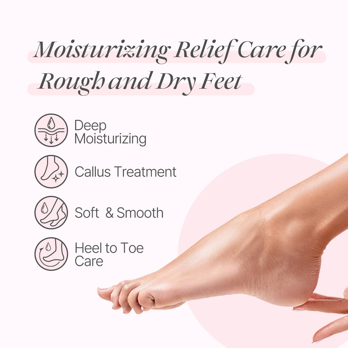 Back packaging of Koelf rose scented foot repair masks highlighting detailed product benefits and features.