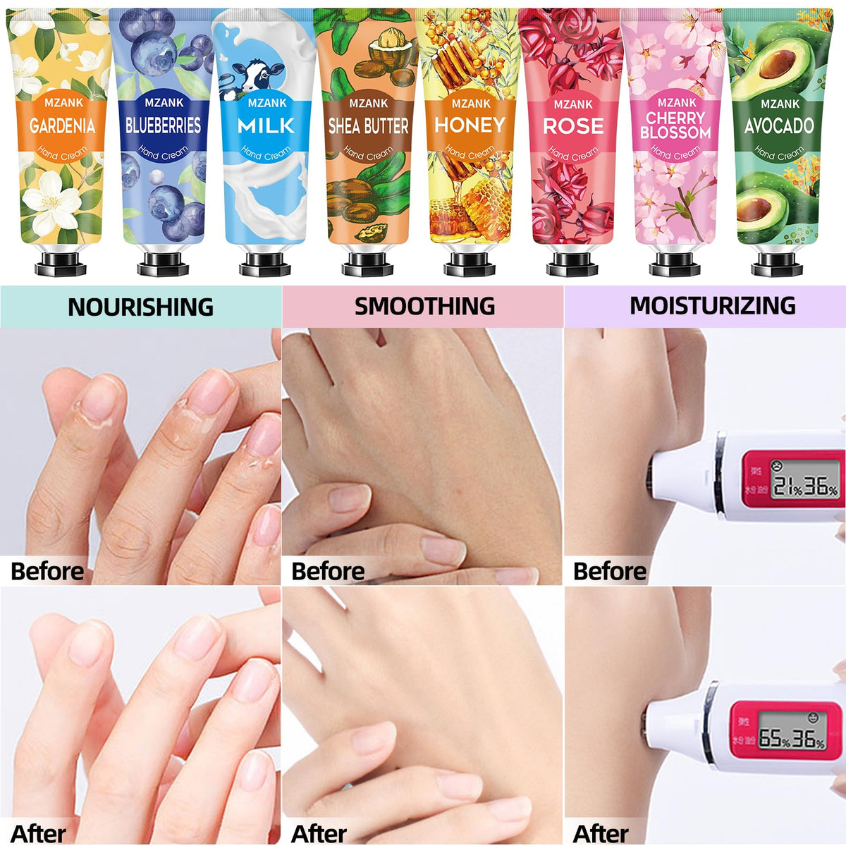Authentic USA imported botanical hand cream variety tubes close up
