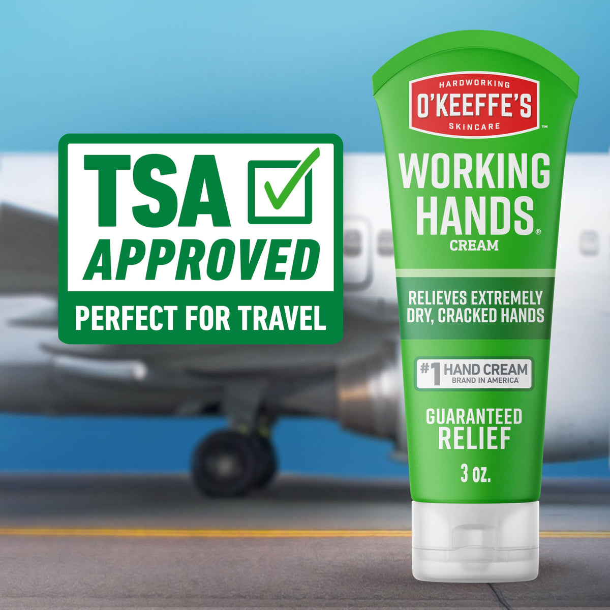 O'Keeffe's hand and foot care tubes displayed together showing the travel size dimensions.