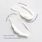 Spa Luxetique non greasy moisturizing formula highlighting the smooth texture of the cream on dry skin