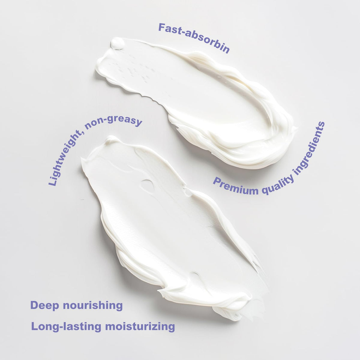 Spa Luxetique non greasy moisturizing formula highlighting the smooth texture of the cream on dry skin