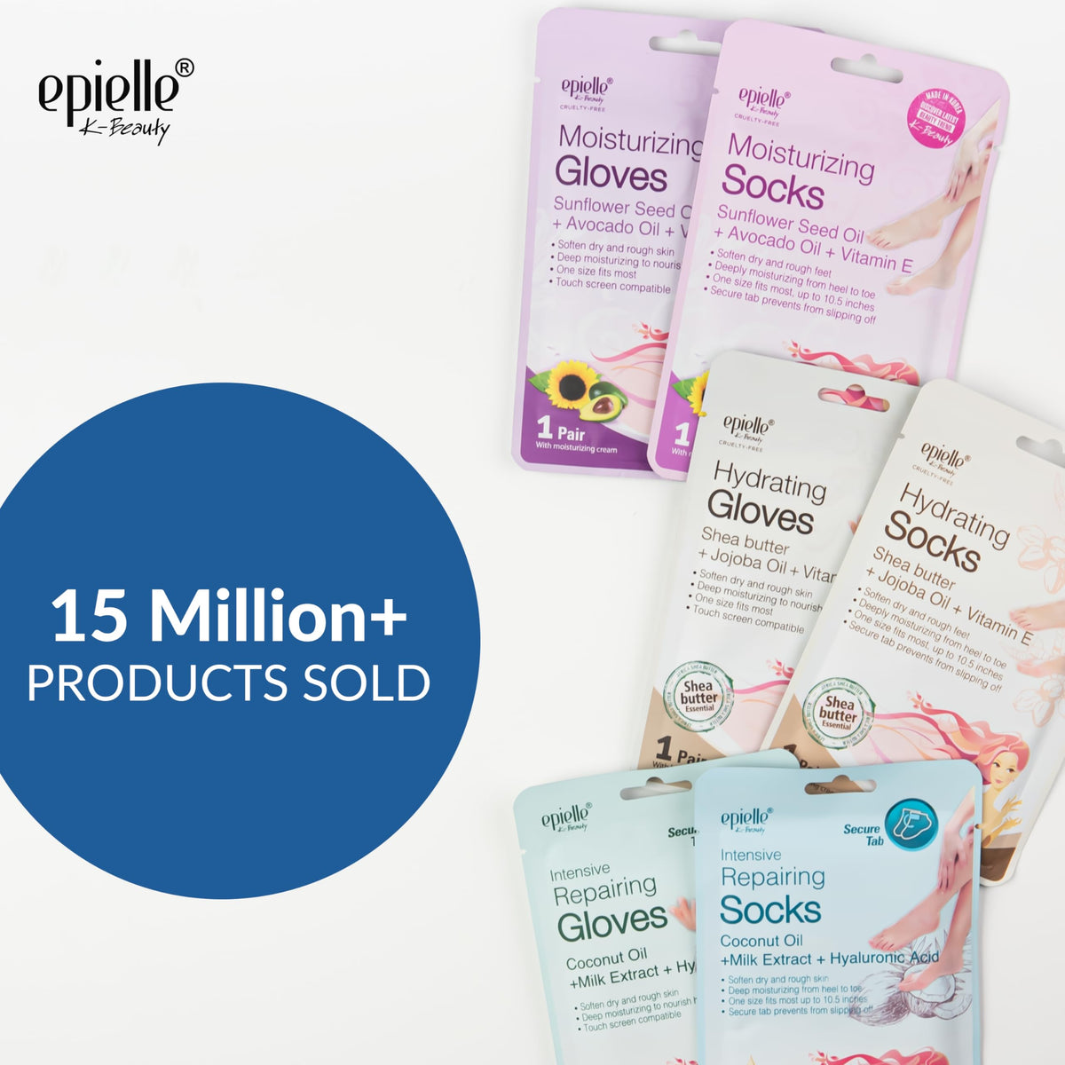Six pairs of Epielle intensive repairing moisturizing gloves