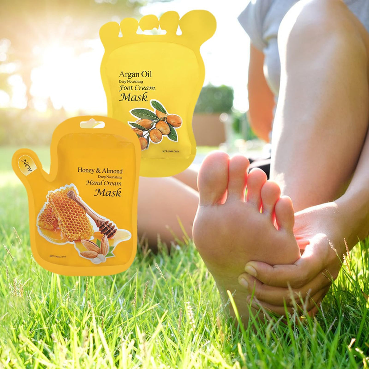 Elitzia argan oil foot mask pair in hand