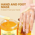 Applying Bsmkcl exfoliating hand mask wax to skin